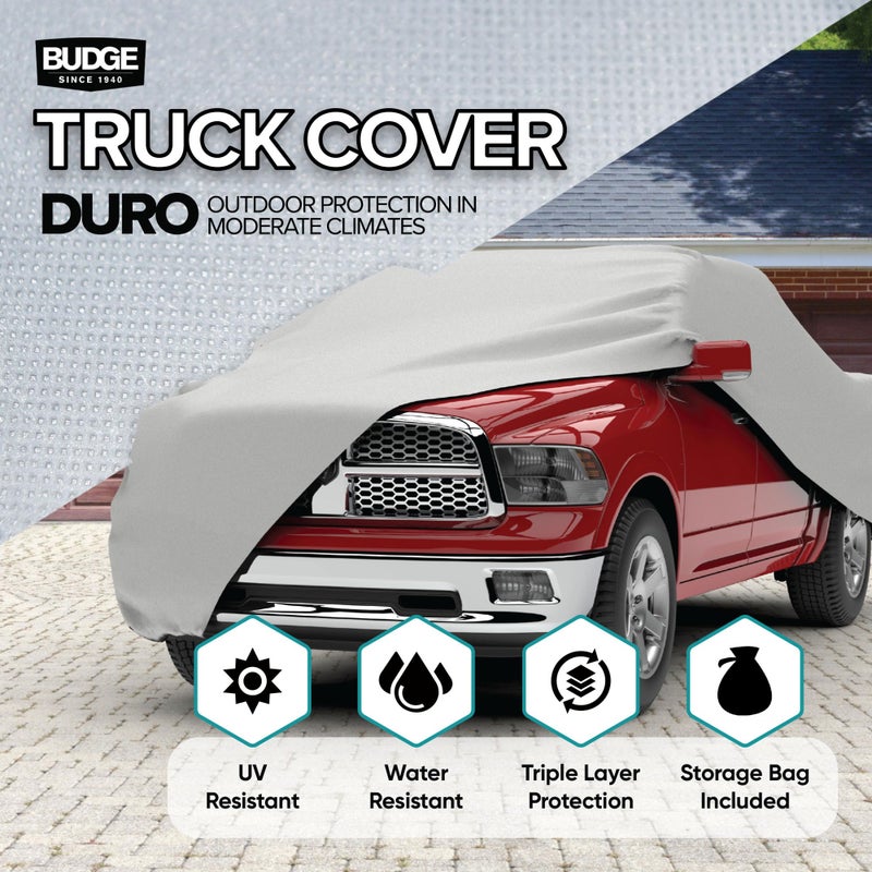 Budge Duro Truck Cover, 3-Layer UV, Water & Dust Resistant Outdoor Protection, Fits Standard Cab Trucks up to 237 Inches, Gray - Image 2